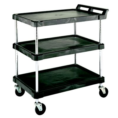 Utility Cart Standard Ledge Three-Shelf 20'' x 30'' Black