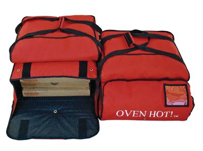 Pizza Bag Two Compartments. Top: 20''L x 15''W x 4''H. Bottom: 20'' Sq. x 7-1/2''