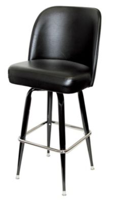 Black Vinyl Black Frame Swivel Club Barstool