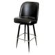 Black Vinyl Black Frame Swivel Club Barstool - STOCKED ITEM