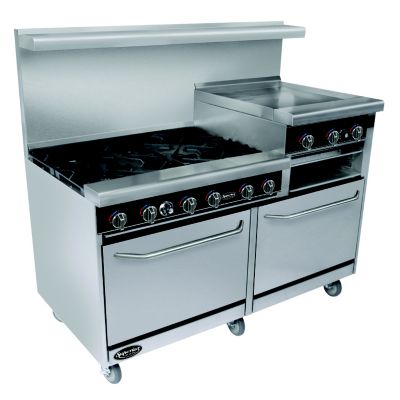 Superior Restaurant Series Range 60'' 6 Burners 24'' Griddle Raised Broiler 2 Ovens Natural Gas