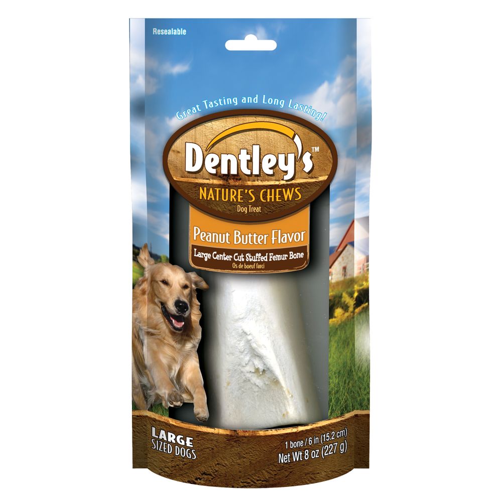 dentley's nature's chews stuffed bone dog treat