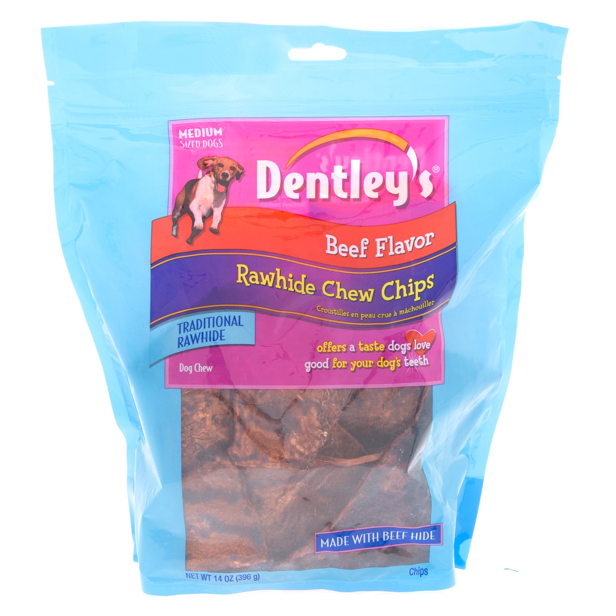 Dentley's® Rawhide Chew Chips Medium Dog Treat Beef dog Bones