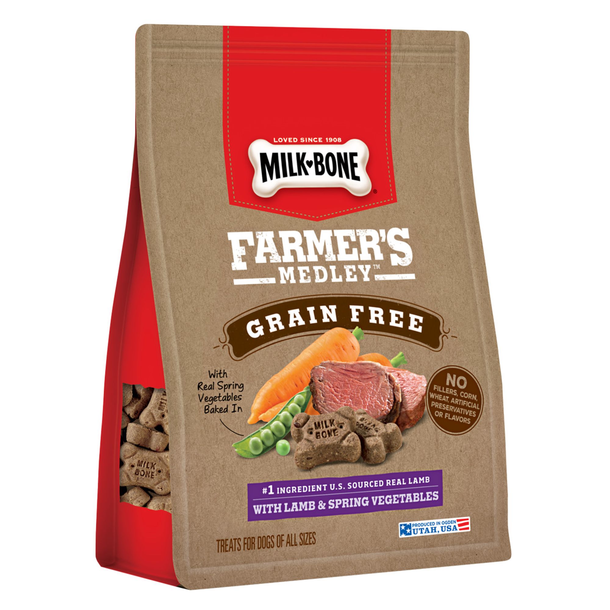 Milk-Bone® Farmer's Medley Dog Treat - Grain Free, Lamb & Spring Vegetables | dog Biscuits