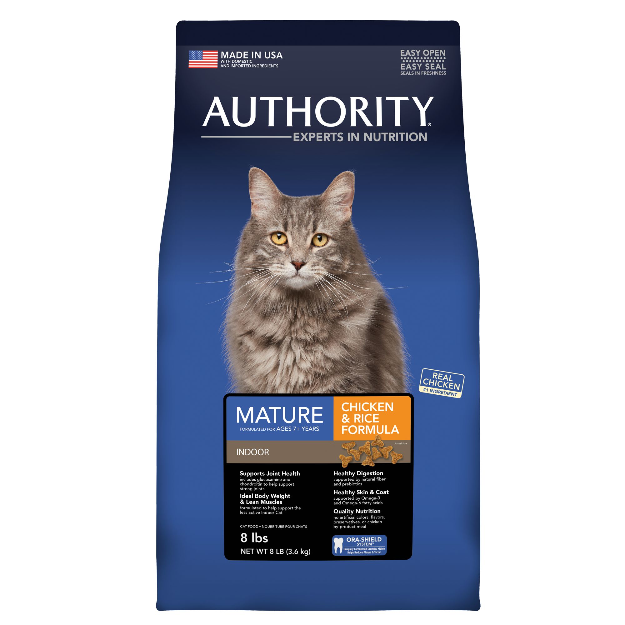 Authority® Indoor Mature Adult Cat Food - Chicken & Rice ...