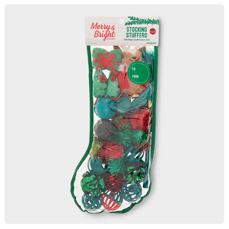 sale $4.99 Merry & Bright cat toy stockings, 24-pk.