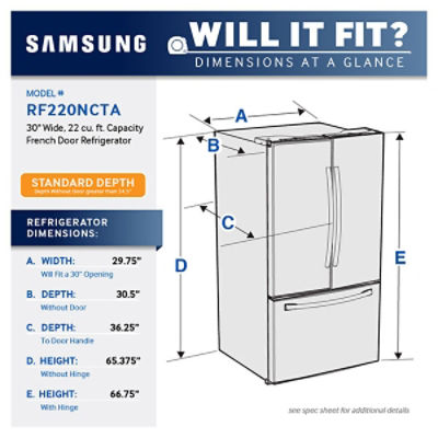 22 cu. ft. French Door Refrigerator Refrigerators RF220NCTASR/AA