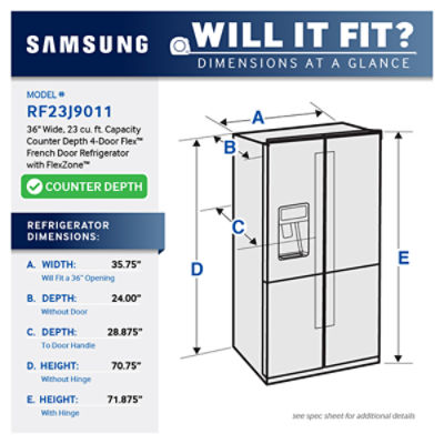 23 cu. ft. Counter Depth 4Door Flex™ Refrigerator with FlexZone