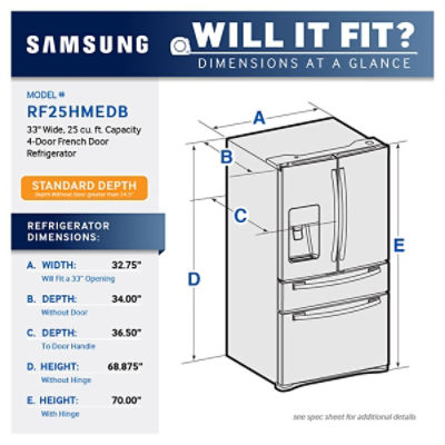 25 cu. ft. 4Door French Door Refrigerator Refrigerators RF25HMEDBSR