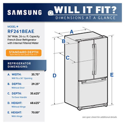 26 cu. ft. French Door Refrigerator with Internal Filtered Water