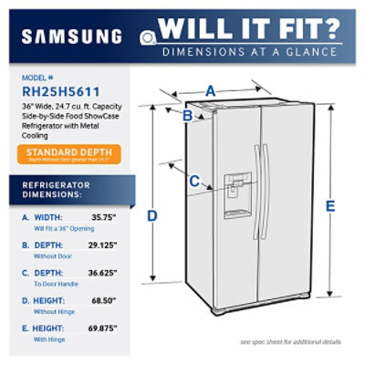24.7 cu. ft. SidebySide Food ShowCase Refrigerator with Metal Cooling