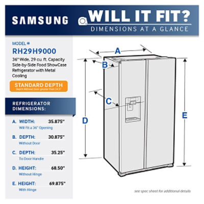 29 cu. ft. SidebySide Food ShowCase Refrigerator with Metal Cooling