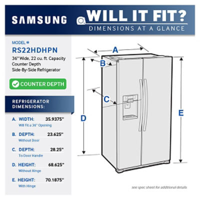 22 cu. ft. Counter Depth SideBySide Refrigerator Refrigerators