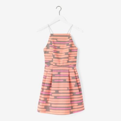 Crisscross Corded Dress in Spray-Painted Stripe