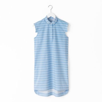 Slim-Sleeve Dress in Lined Stripe