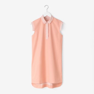 Slim-Sleeve Dress in Coated Poplin