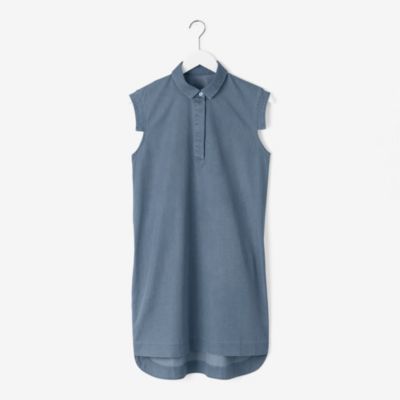 Slim-Sleeve Dress in Denim