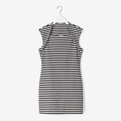 Circle-Back Slimster Ponte Dress in Stripe