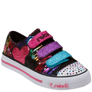 Skechers Lights- Shuffles - Triple Time (Toddler/Youth) - 10203L-BKMT