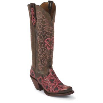 Tony Lama Choco/Pink Hearts And Scroll - 1020L