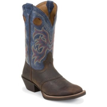 Justin Boots Stampede&trade; Dark Brown Rawhide W/Saddle - 2520-JB