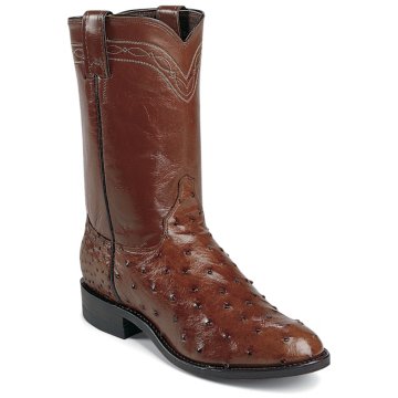 Justin Boots Exotics Antique Brown Full Quill Ostrich
