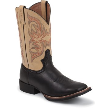 Justin Boots Stampede Black Deer Tan Cow - 7205
