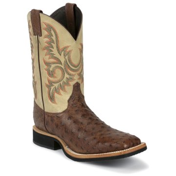 Justin Boots Justin AQHA Antique Brown Vintage Full Quill Ostrich