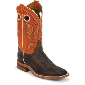 Justin Boots Bent Rail Chocolate America Cow - BR314