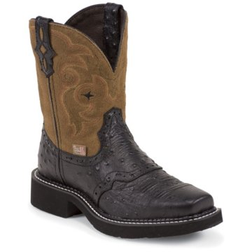  Justin Gypsy® Black Ostrich Print W/Perfed Saddle Vamp