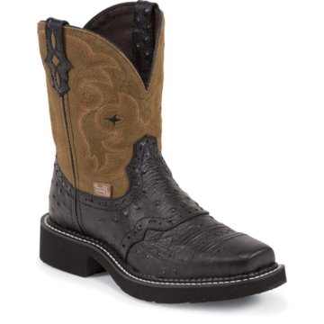 Justin Boots Justin Gypsy Black Ostrich Print W/Perfed Saddle Vamp - L9968