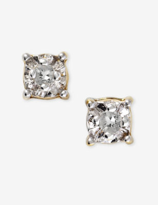 UPC 729367552587 product image for 1/10 CT. T.W. Diamond 18K Gold over Sterling Silver Stud Earrings - Silver - Aur | upcitemdb.com