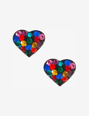 UPC 751349197615 product image for Athra Pave Crystal Rainbow Heart Stud Earrings - Black - Athra | upcitemdb.com