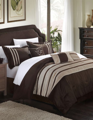 Chic Home Design 7-pc. Luxury Brown & Taupe Microfiber Comforter Set