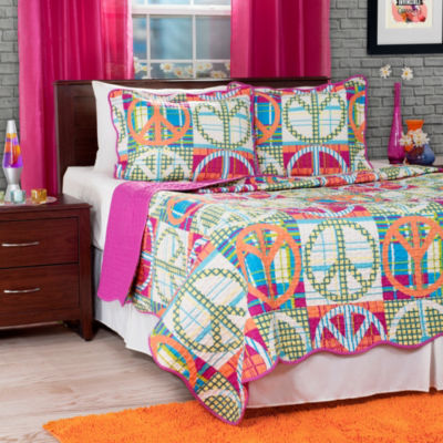 UPC 886511579538 product image for Lavish Home Pink Peace Quilt Set - Pink - Full/Queen - Lavish Home | upcitemdb.com