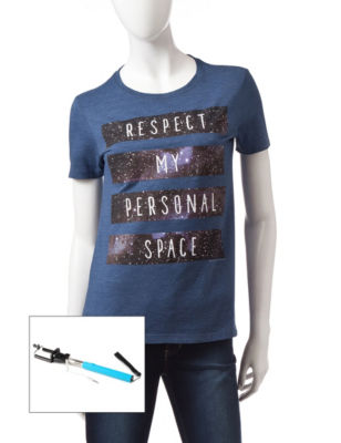 Audio Council 2-pc. Personal Space Top & Selfie Stick - Blue Heather - M - Audio Council