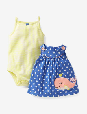 Carter's 3-pc. Polka Dot Whale Applique Dress & Bodysuit Set - Baby 0-9 Mos. - Blue - 6 months - Carter's