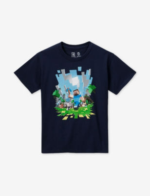 UPC 840285123687 product image for Minecraft Character Burst Screen Print Navy T-shirt - Boys 8-18 - Navy - L -  | upcitemdb.com