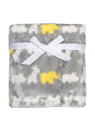 UPC 022253322791 product image for Baby Starters Yellow & Grey Safari Animal Print Fleece Blanket - Grey - ONE - Ba | upcitemdb.com