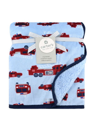 UPC 022266129967 product image for Carter's  Blue Fire Truck Print Plush Blanket - Medium Blue - Carter's | upcitemdb.com