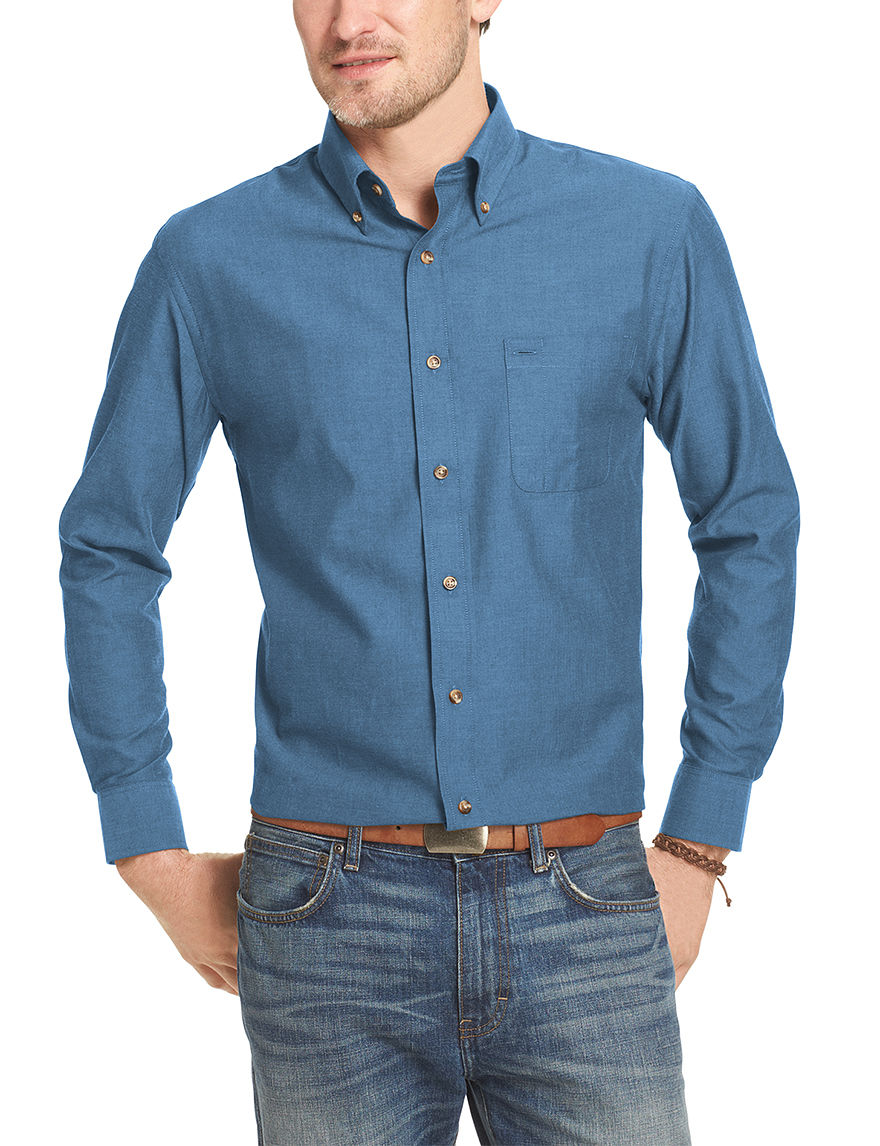 UPC 013283288355 product image for Arrow Heritage Solid Color Twill Shirt - Men's - Blue - XXL - Arrow | upcitemdb.com