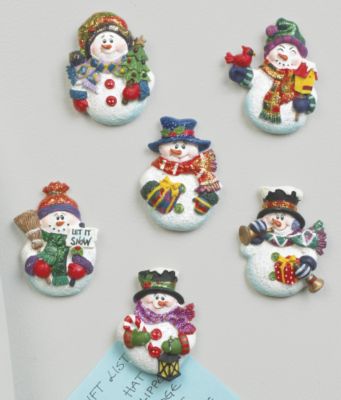Sparkly Snowman Magnets - Set of 6