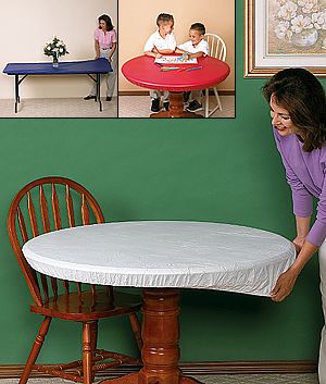 Custom-Fit Plastic Table Cover - 48 Round