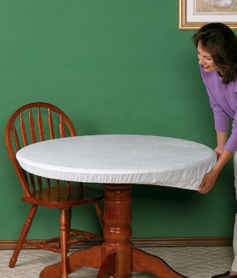 Custom-Fit Plastic Table Cover - 48 Round