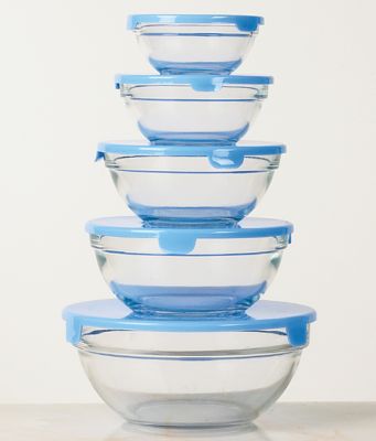 Covered Glass Bowls - Set of 5