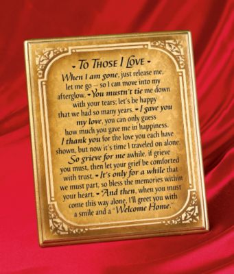 “To Those I Love” Plaque