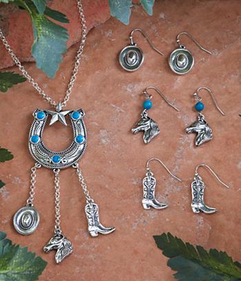 Horseshoe Necklace and Earring Set