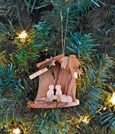 Handcrafted Olive Wood Nativity Ornament