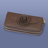 Chocolate-Colored Wallet with Rosette