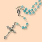 Mother Mary Rosary with Blue and White Beads